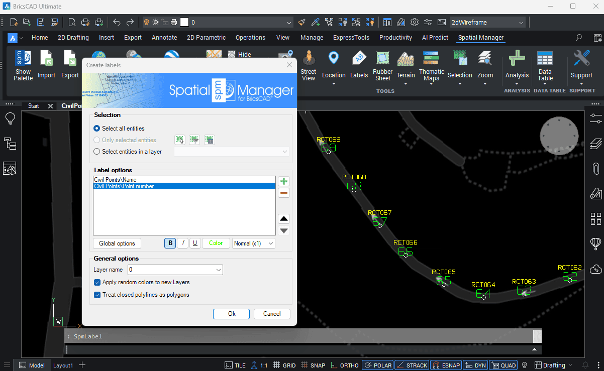 Subcaracterística: Etiquetar Pontos Civis do BricsCAD