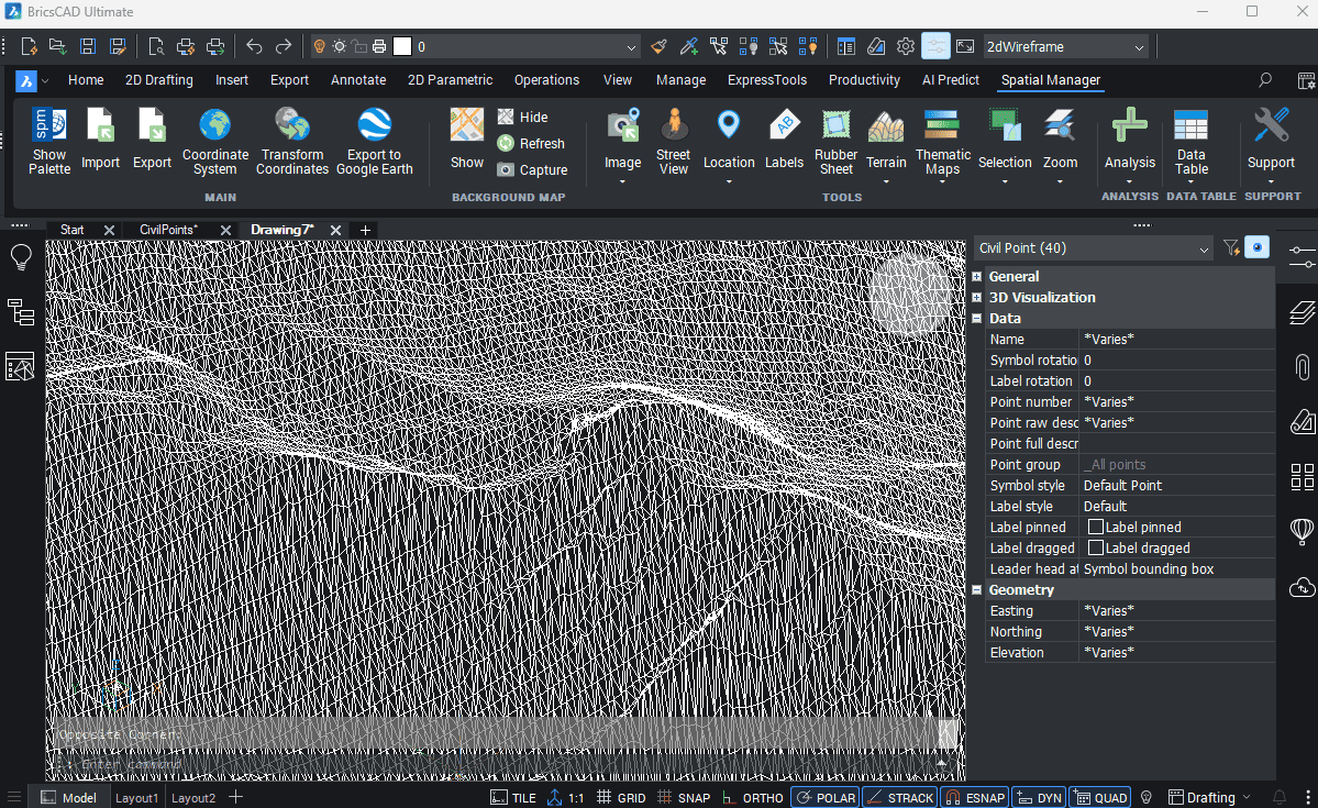 Subfeature: Use BricsCAD Civil Points