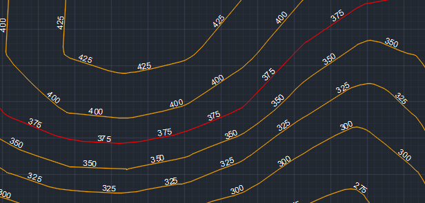 contours with elevation labels