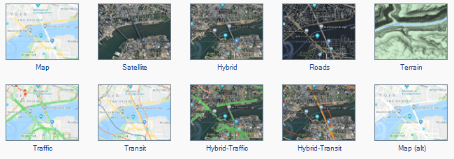 Google Maps map types