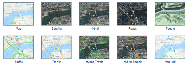 Google Maps map types